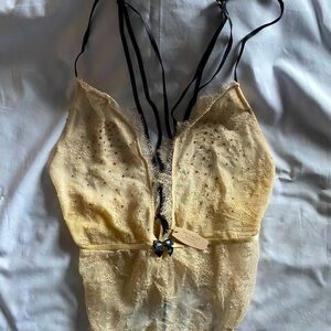 Cream Lace Lingerie Bodysuit